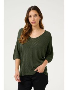 Cream Sweter w kolorze ciemnozielonym rozmiar: L/XL. Zielone swetry oversize Cream, l, bez wzorów, bez ramiączek. Za 127,35 zł.