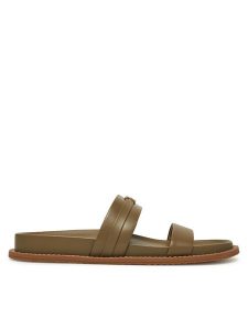 MICHAEL Michael Kors Klapki Mandy Flat Sandal 40S5MAFS2L Zielony. Zielone klapki MICHAEL Michael Kors, bez wzorów, ze skóry, bez obcasa. Za 439,99 zł.