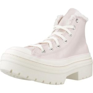 Buty CONVERSE CTAS LUGGED HEEL HI Rose. Czerwone trampki Converse, bez wzorów, ze skóry, bez zapięcia. Za 320,99 zł.