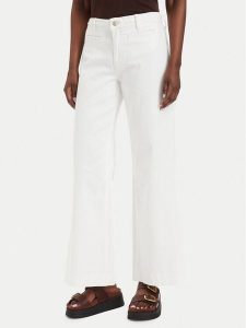 Guess Jeansy W6GB15 W1886 Kremowy Wide Leg. Białe jeansy Guess, z aplikacjami, z bawełny. Za 434,99 zł.