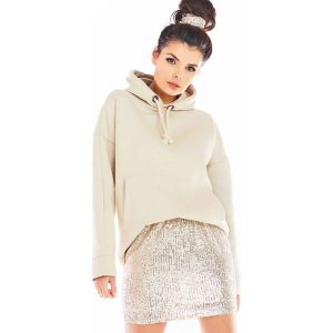 Spódniczka Mini na Gumce z Cekinami - Beżowa. Brązowe spódnice Awama, l, bez wzorów, z materiału, mini. Za 183,90 zł.