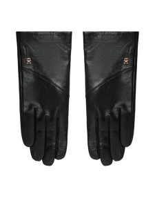Tommy Hilfiger Rękawiczki AW0AW19129 Czarny. Czarne rękawiczki TOMMY HILFIGER, bez wzorów, ze skóry. Za 369,99 zł.
