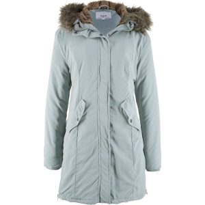 Parka z miękkim sztucznym futerkiem po wewnętrznej stronie bonprix srebrnoszary. Szare kurtki bonprix. Za 249,99 zł.