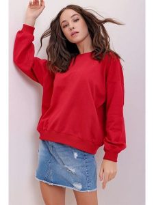 Trend Alaçatı Stili Bluza w kolorze czerwonym rozmiar: S. Czerwone bluzy Trend Alaçatı Stili, s, bez wzorów, z bawełny, bez kaptura. Za 61,46 zł.