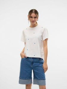 Vero Moda Koszulka w kolorze białym rozmiar: XL. Białe bluzki Vero Moda, xl, bez wzorów, z bawełny, bez kołnierzyka, bez ramiączek. Za 74,63 zł.