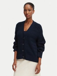 Tommy Hilfiger Kardigan WW0WW50078 Granatowy Relaxed Fit. Niebieskie kardigany TOMMY HILFIGER, z bawełny. Za 526,99 zł.