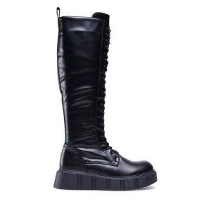 Kozaki Jenny Fairy. Czarne kozaki Jenny Fairy, bez wzorów, bez obcasa, na płaskiej podeszwie, bez zapięcia. Za 249,99 zł.