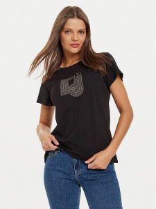 Liu Jo T-Shirt TF4209 J6040 Czarny Regular Fit. Czarne t-shirty Liu Jo, s, bez wzorów, z bawełny, bez kołnierzyka, bez ramiączek. Za 199,99 zł.