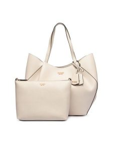 Guess Torebka Amorette HWBG78 98240 Kremowy. Białe shopper bag Guess, z aplikacjami, ze skóry, bez dodatków. Za 642,99 zł.