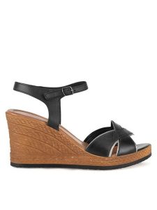 Lasocki Sandały WI23-283-09 Czarny. Czarne sandały Lasocki, bez wzorów, ze skóry, bez obcasa, na koturnie, bez zapięcia. Za 125,99 zł.