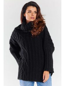 Awama Sweter w kolorze czarnym rozmiar: onesize. Czarne golfy Awama, bez wzorów, ze splotem. Za 227,85 zł.