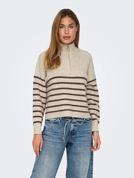 ONLY Sweter w kolorze beżowym rozmiar: S. Brązowe swetry oversize ONLY, s, bez wzorów, ze splotem, bez ramiączek. Za 140,53 zł.