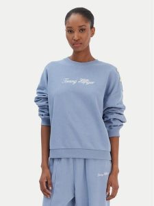 Tommy Hilfiger Bluza Script WW0WW48783 Niebieski Relaxed Fit. Niebieskie bluzy TOMMY HILFIGER, xs, bez wzorów, z bawełny, bez kaptura. Za 393,99 zł.