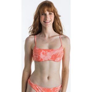 Góra kostiumu kąpielowego surfingowego damska Roxy Jungle. Czerwone bikini Roxy, bez wzorów, z elastanu. W wyprzedaży za 79,99 zł.