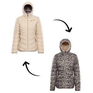 Kurtka damska ocieplana dwustronna Alpine Pro Eroma. Brązowe kurtki Alpine Pro, bez wzorów, z puchu, bez kaptura. Za 319,00 zł.