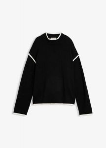 Sweter z golfem z mieszanki bawełny. Czarne golfy bonprix, bez wzorów, z bawełny. Za 129,99 zł.