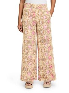 CARTOON Spodnie w kolorze różowo-beżowym rozmiar: 40. Brązowe spodnie z wysokim stanem Cartoon, bez wzorów, z materiału, z podwyższonym stanem. Za 130,99 zł.