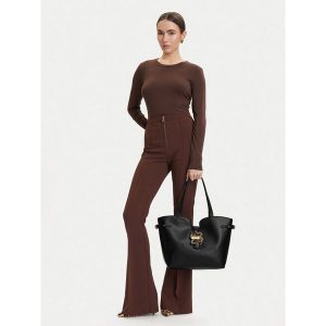 Torebka Just Cavalli. Czarne shopper bag Just Cavalli, bez wzorów, bez dodatków. Za 748,99 zł.