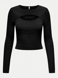 ONLY Sweter Meddi 15339582 Czarny Cropped Fit. Czarne swetry klasyczne ONLY, xl, z wiskozy, bez kołnierzyka. Za 99,99 zł.
