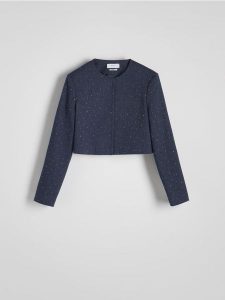 Marynarka z cekinowymi aplikacjami - granatowy. Niebieskie marynarki i żakiety Reserved, l, z aplikacjami, z bawełny. W wyprzedaży za 119,99 zł.