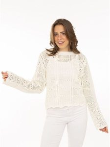 Zwillingsherz Sweter w kolorze kremowym rozmiar: L/XL. Brązowe swetry oversize Zwillingsherz, l, bez wzorów, z bawełny, bez ramiączek. Za 130,99 zł.