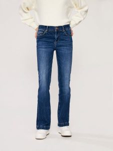 LTB Dżinsy "Fallon" - Flare fit - w kolorze niebieskim rozmiar: W26/L34. Brązowe jeansy LTB, z aplikacjami. Za 122,96 zł.