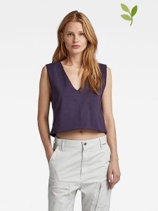 G-Star Top w kolorze fioletowym rozmiar: M. Różowe topy G-Star, m, bez wzorów, z bawełny, retro, bez kołnierzyka, bez ramiączek. Za 61,60 zł.