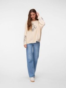 Vero Moda Bluza w kolorze beżowym rozmiar: L. Brązowe bluzy Vero Moda, l, bez wzorów, z bawełny, bez kaptura. Za 144,95 zł.