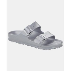 Klapki Birkenstock Arizona Eva Damskie. Szare klapki Birkenstock, bez wzorów, z materiału, bez obcasa. Za 339,00 zł.