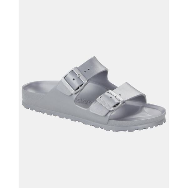 Klapki Birkenstock Arizona Eva Damskie. Szare klapki Birkenstock, bez wzorów, z materiału, bez obcasa. Za 344,00 zł.