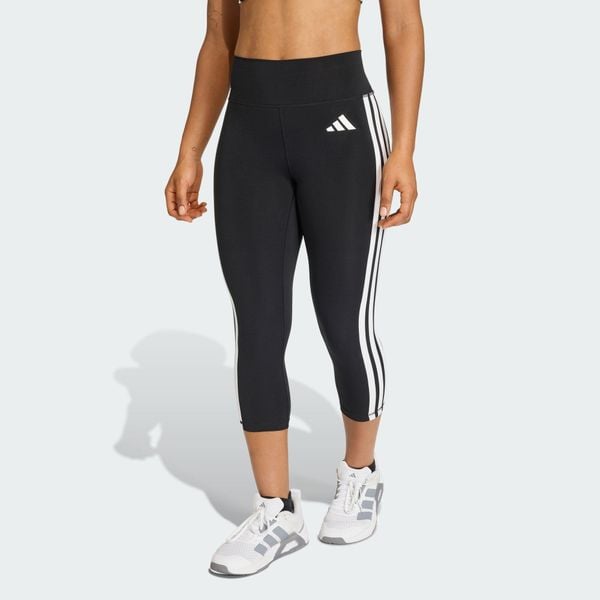Legginsy 3/4 Optime Essentials Workout 3-Stripes. Białe legginsy ADIDAS, bez wzorów, z podwyższonym stanem. Za 179,00 zł.