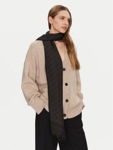 Guess Szal AW5278 MOD03 Czarny. Czarne rękawiczki Guess, z aplikacjami, z materiału. Za 259,99 zł.