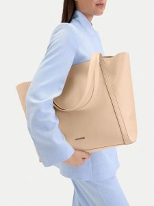 GINO ROSSI Torebka WEN-17 Beżowy. Brązowe shopper bag Gino Rossi, bez wzorów, bez dodatków. Za 279,99 zł.