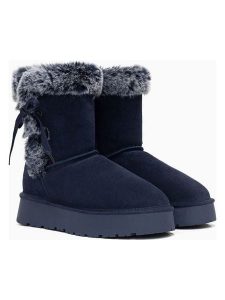 Gooce Skórzane kozaki zimowe "Alissa" w kolorze granatowym rozmiar: 36. Niebieskie kozaki Gooce, na zimę, bez wzorów, ze skóry, bez obcasa, na platformie, bez zapięcia. Za 217,99 zł.