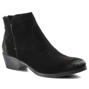 Czarne Botki Damskie Carinii Wygodne Buty Jesienne. Czarne botki Carinii, na jesień, bez wzorów, z jeansu, bez obcasa, bez zapięcia. Za 252,00 zł.