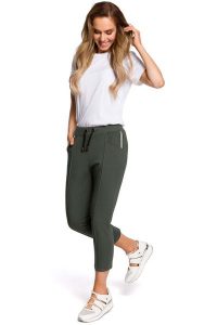 Zielone Dresowe Spodnie 7/8 z Lampasem. Zielone spodnie dresowe MOE, l, bez wzorów, z bawełny. Za 267,90 zł.