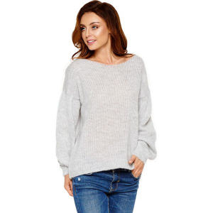 Sweter w kolorze jasnoszarym. Szare swetry klasyczne marki LEMONIADE, ze splotem, z dekoltem w łódkę. Za 159,95 zł.