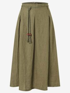 More & More Lniana spódnica w kolorze khaki rozmiar: 44. Brązowe spódnice More & More, bez wzorów, ze lnu, midi. Za 109,95 zł.
