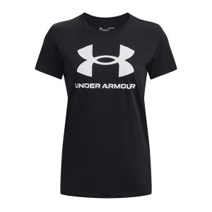 Koszulka damska Under Armour Live Sportstyle Graphic SSC. Czarne koszulki sportowe Under Armour, bez wzorów, bez ramiączek. Za 90,99 zł.