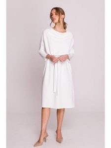 Stylove Sukienka w kolorze białym rozmiar: L/XL. Białe sukienki Stylove, l, bez wzorów, z tkaniny, bez kołnierzyka, bez ramiączek, midi. Za 232,78 zł.