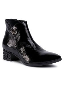 Lasocki Botki 6285-01 Czarny. Czarne botki Lasocki, bez wzorów, z lakierowanej skóry, bez obcasa, na słupku, bez zapięcia. Za 134,99 zł.