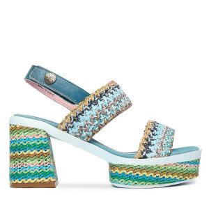 Sandały Laura Vita. Niebieskie sandały LAURA VITA, bez wzorów, bez obcasa, na słupku, bez zapięcia. Za 389,99 zł.