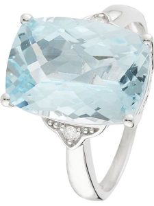 DIAMOND & CO Złoty pierścionek "Blue Hilll" z diamentami i topazem rozmiar: 62. Szare pierścionki Diamond & Co, z diamentem, złote. Za 1 713,17 zł.