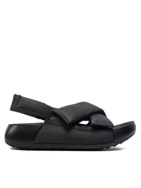 ECCO Sandały Cozmo Pf W 20665301001 Czarny. Czarne sandały ecco, bez wzorów, ze skóry, bez obcasa, na płaskiej podeszwie, bez zapięcia. Za 379,99 zł.
