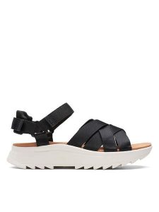 Clarks Skórzane sandały "DashLite Cross" w kolorze czarnym rozmiar: 37. Czarne sandały Clarks, bez wzorów, z otwartym noskiem, bez obcasa, bez zapięcia. Za 188,95 zł.