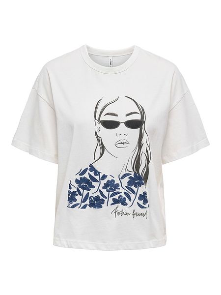 ONLY Koszulka "Tenna" w kolorze białym rozmiar: XS. Białe bluzki ONLY, xs, bez wzorów, z bawełny, bez kołnierzyka, bez ramiączek. Za 41,39 zł.