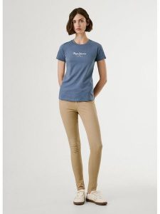 Pepe Jeans Koszulka "New Virginia" w kolorze szaroniebieskim rozmiar: L. Niebieskie bluzki Pepe Jeans, l, bez wzorów, z jeansu, bez kołnierzyka, bez ramiączek. Za 83,03 zł.