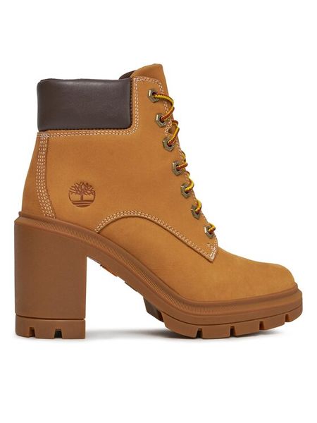 Timberland Trzewiki Allington Heights 6In TB0A5Y5R2311 Brązowy. Brązowe botki Timberland, bez wzorów, z nubiku, bez obcasa, na słupku, bez zapięcia. Za 519,99 zł.