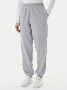 Calvin Klein Jeans Spodnie dresowe Foil Monologo LV047E826G Szary Regular Fit. Szare spodnie dresowe Calvin Klein Jeans, m, bez wzorów, z bawełny. Za 409,99 zł.
