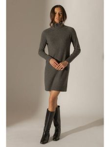 Perfect Cashmere Kaszmirowa sukienka dzianinowa "Amanda" w kolorze szarym rozmiar: XXL. Szare sukienki Perfect Cashmere, na co dzień, xxl, bez wzorów, z dzianiny, bez kołnierzyka, bez ramiączek, midi, proste. Za 414,33 zł.